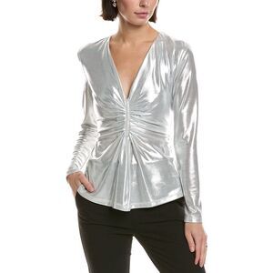 Carla Ruiz Womens  Metallic Ruched Top, Metallic